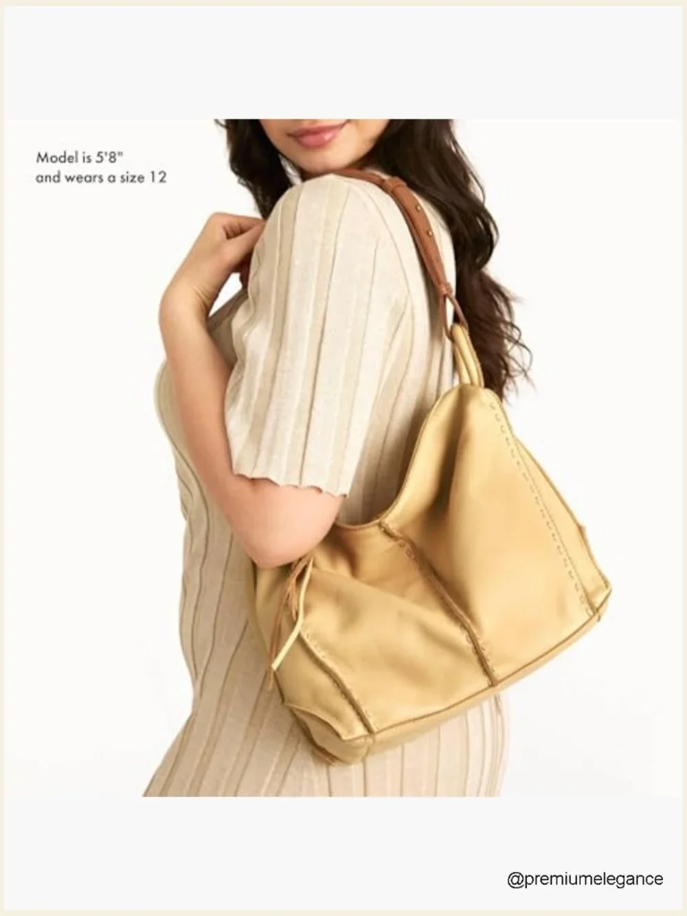 Large Leather Hobo Purse with Zipper Pocket - Everyday Travel Handbag